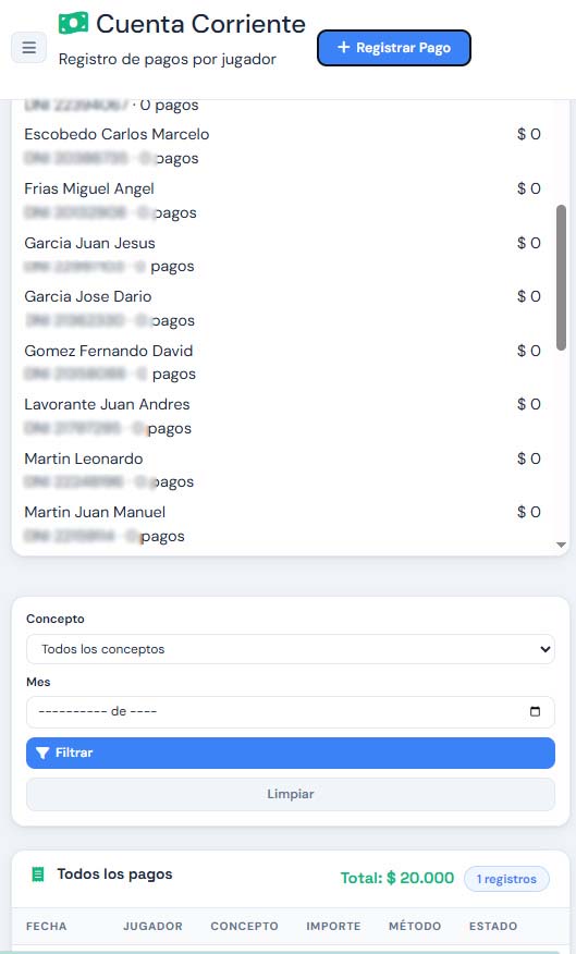 Cuenta Corriente del Jugador